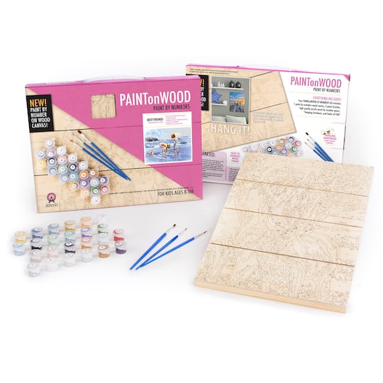 Abroli Small Best Friends Paint On Wood by Number Kit
